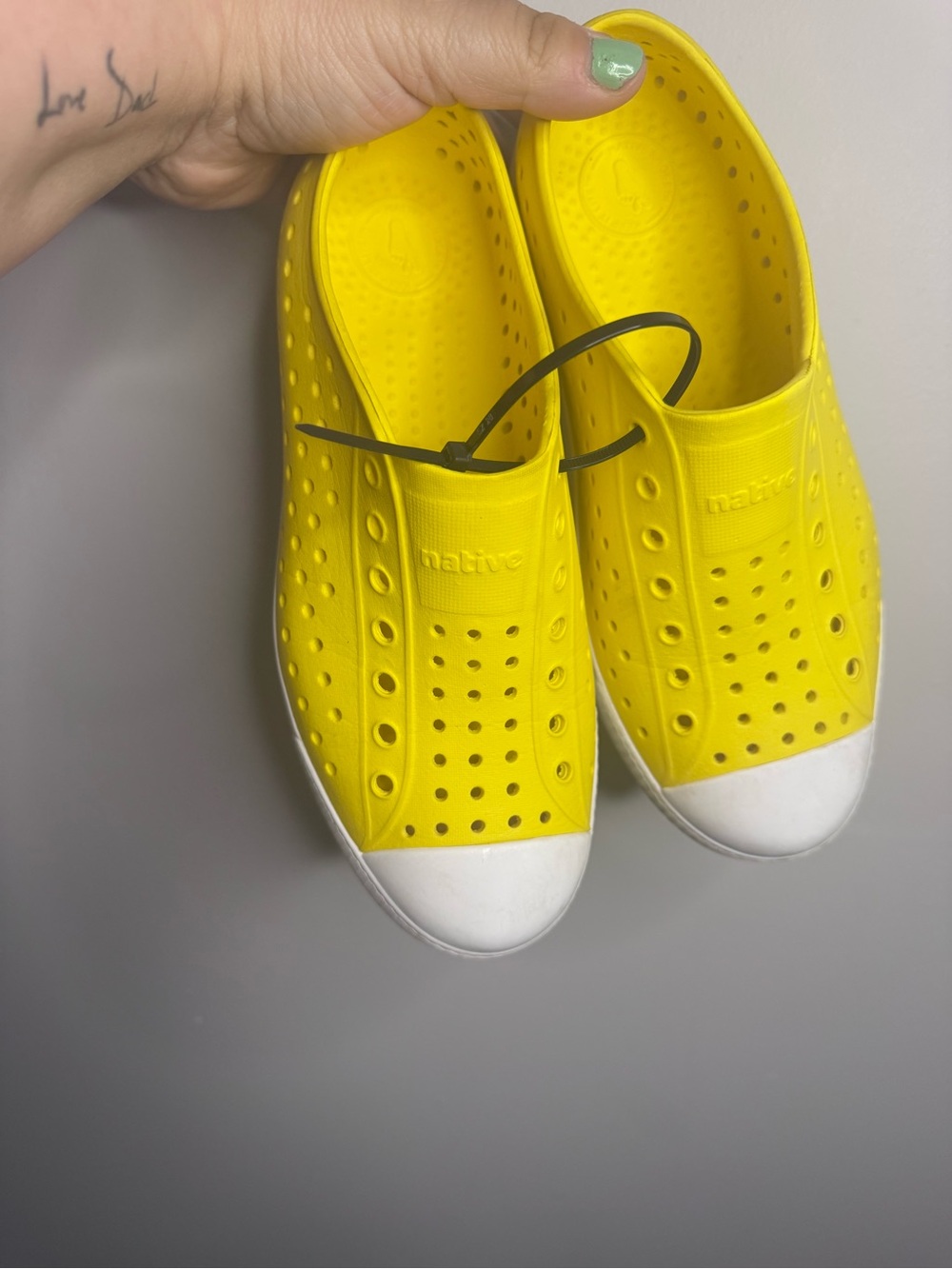 Native Yellow Slip-On Sneakers with White Toe Caps